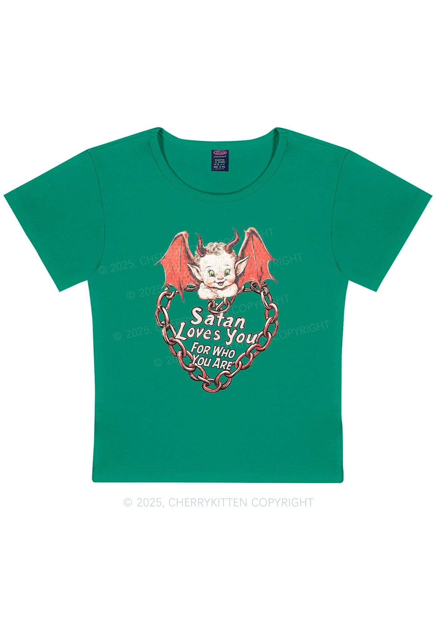 Satan Loves You Y2K Baby Tee Cherrykitten