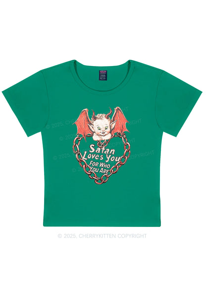 Satan Loves You Y2K Baby Tee Cherrykitten