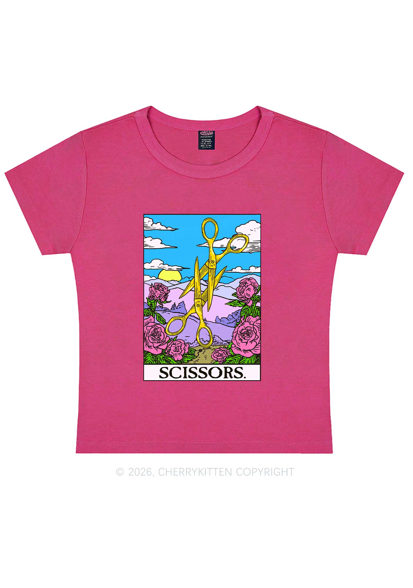 Yellow Scissors Pride Y2K Baby Tee Cherrykitten