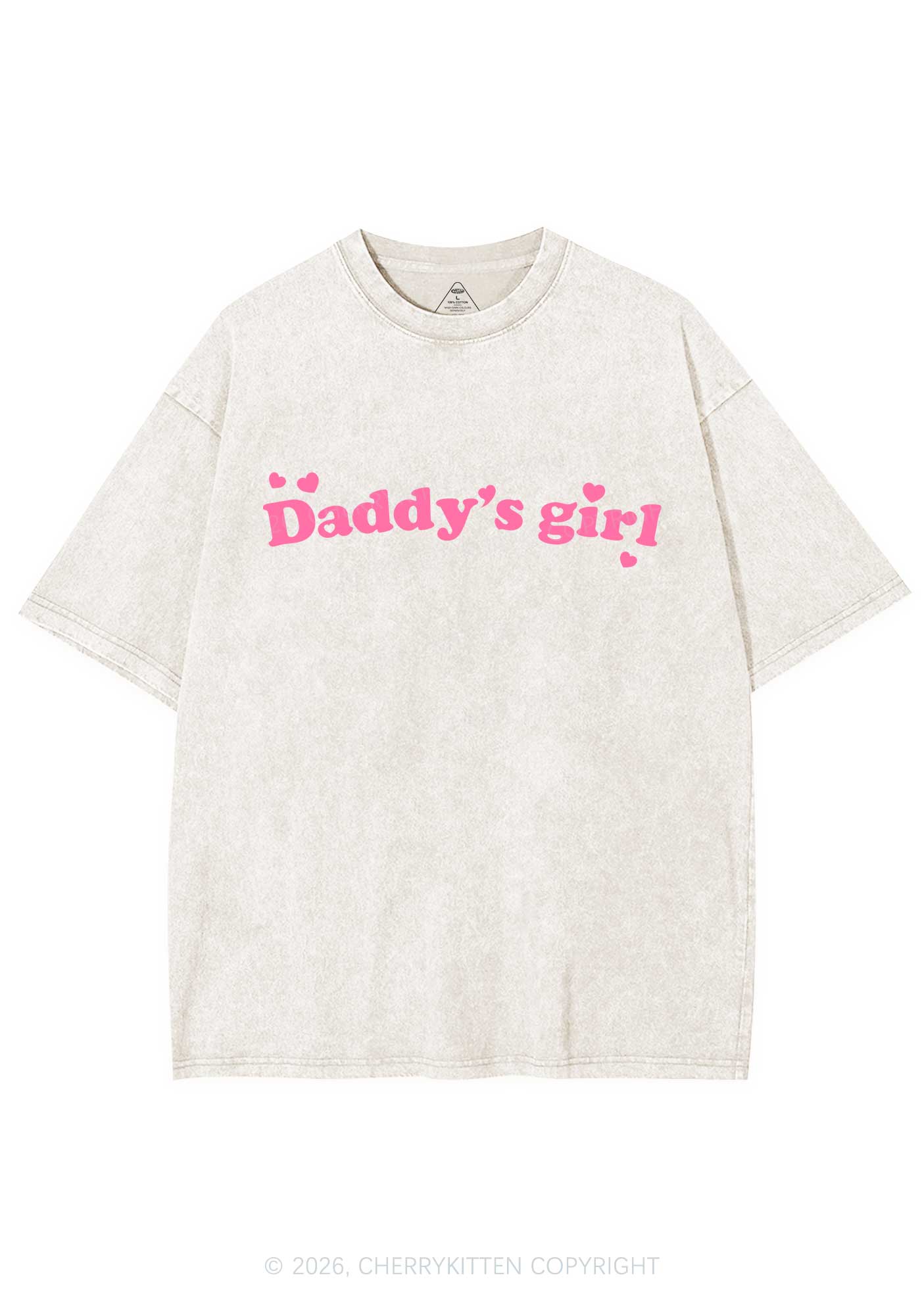 Daddys Girl Valentine's Day Y2K Shirts Washed Tee Cherrykitten