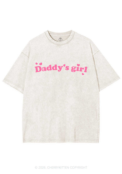 Daddys Girl Valentine's Day Y2K Shirts Washed Tee Cherrykitten