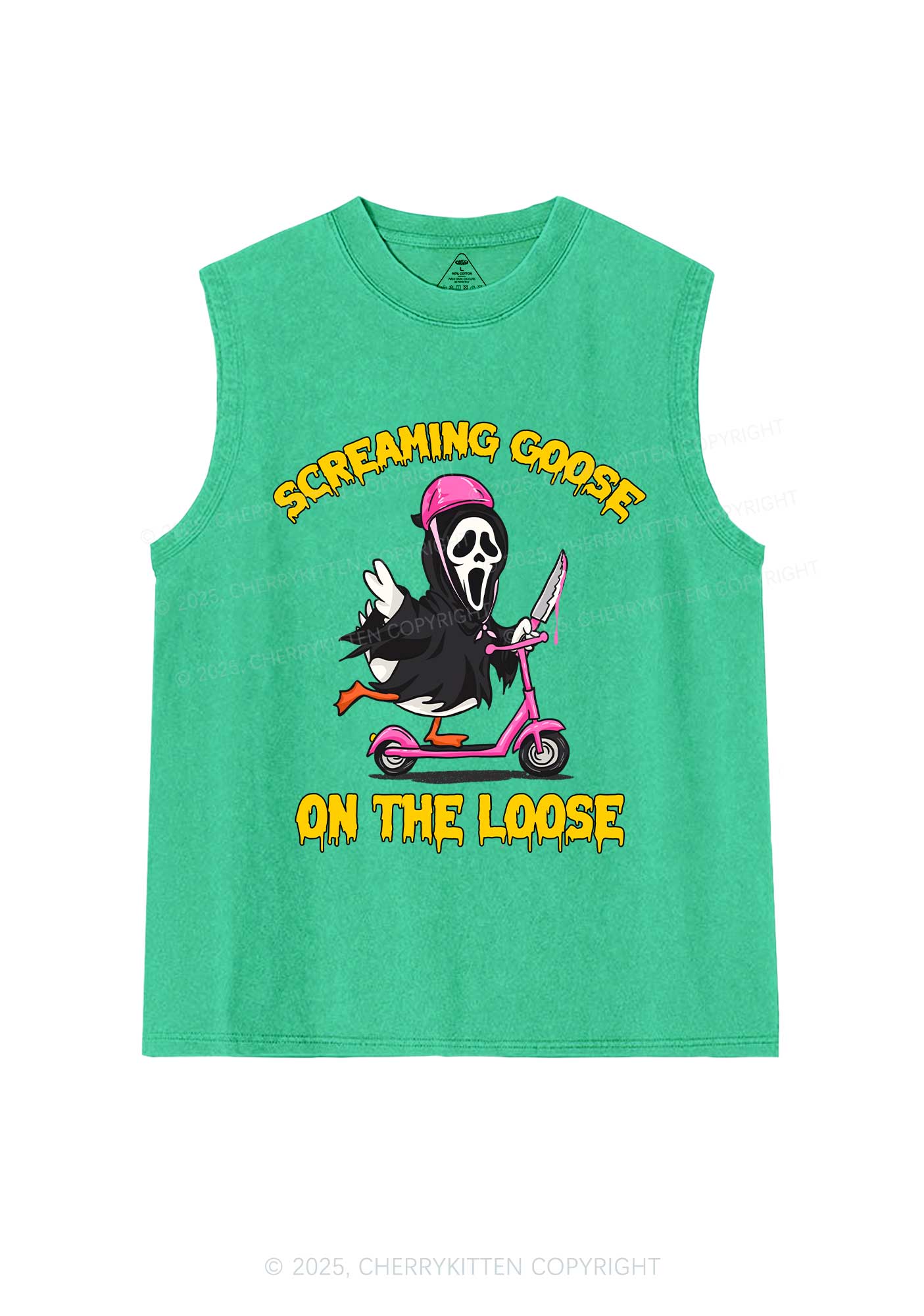Halloween Screaming Goose On Loose Y2K Washed Muscle Tank Cherrykitten