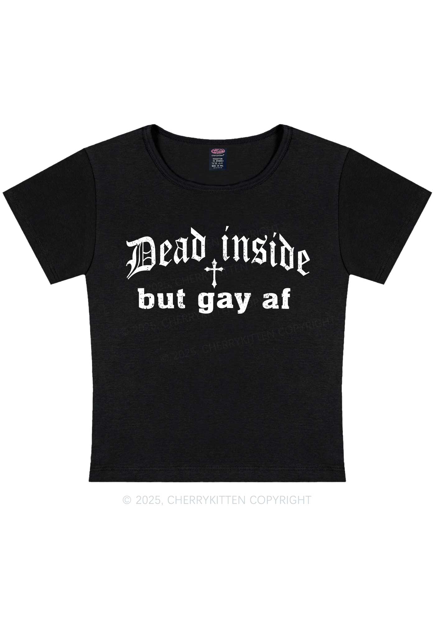 Dead Inside But Gay AF Pride Y2K Baby Tee Cherrykitten
