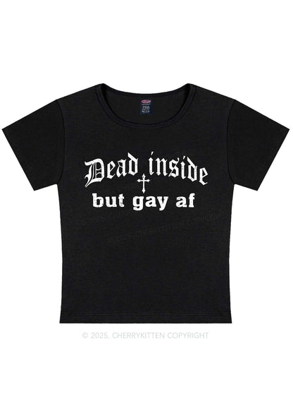 Dead Inside But Gay AF Pride Y2K Baby Tee Cherrykitten