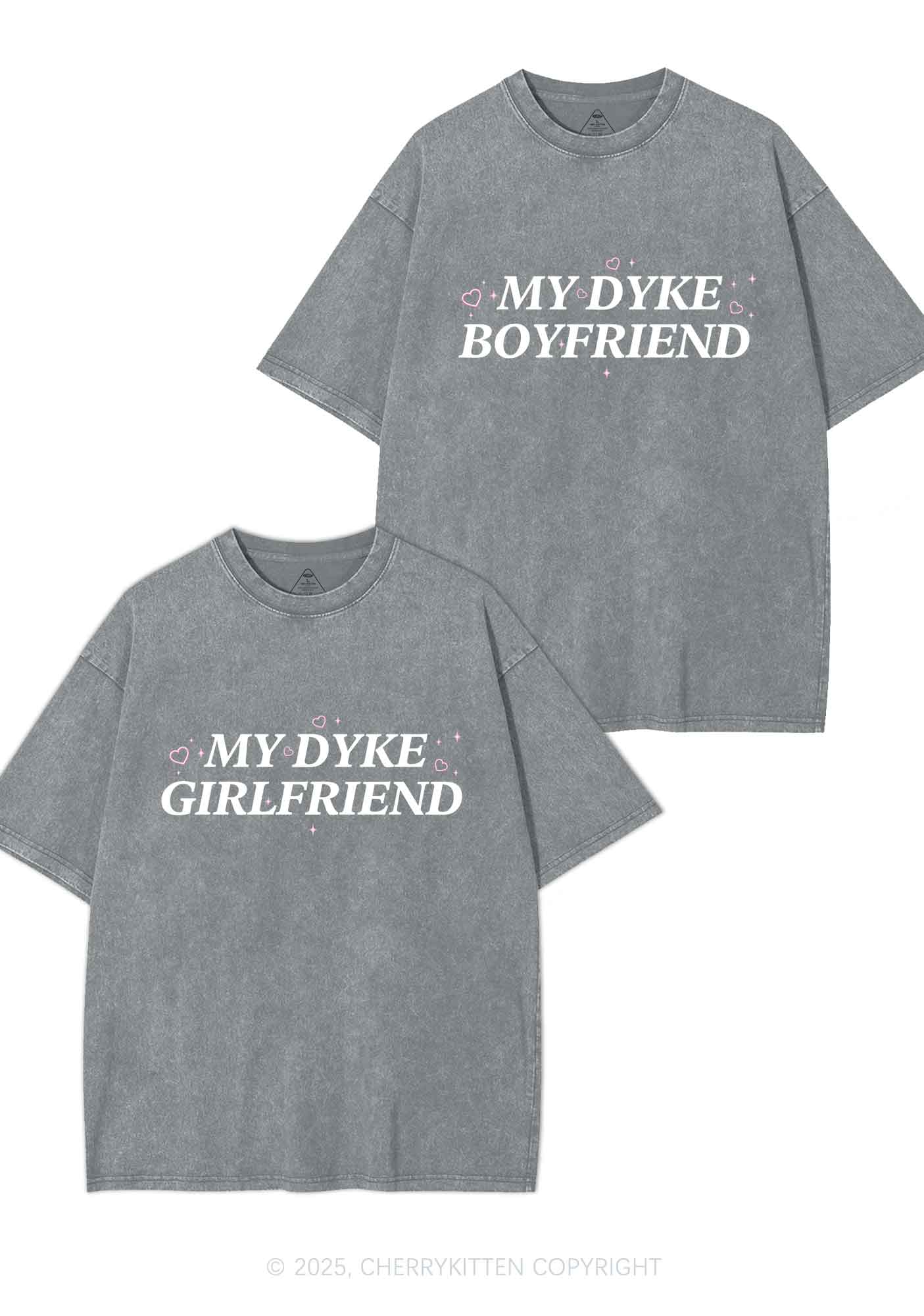 My Dyke BF GF Y2K Valentine's Day Washed Tee Cherrykitten