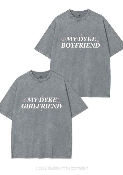 My Dyke BF GF Y2K Valentine's Day Washed Tee Cherrykitten
