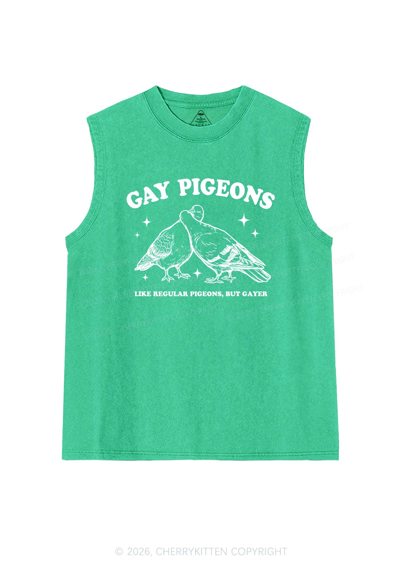 Gay Pigeons Kissing Pride Y2K Washed Muscle Tank Cherrykitten
