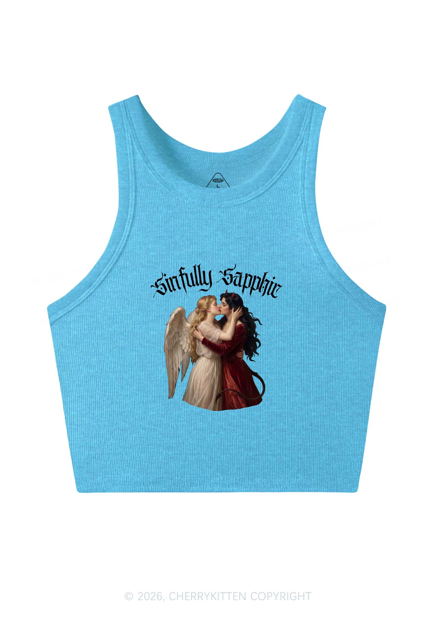 Sinfully Sapphic Pride Y2K Crop Tank Top Cherrykitten