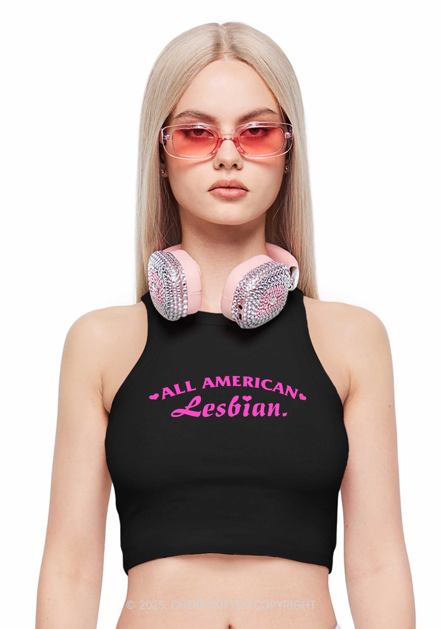 All American Lesbian Y2K Crop Tank Top Cherrykitten