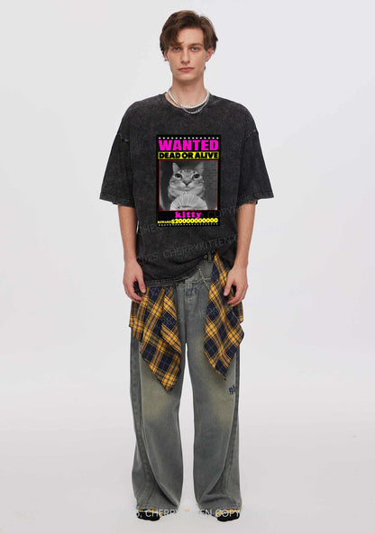 Custom Wanted Kitten Y2K Shirts Washed Tee Cherrykitten