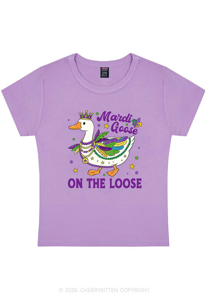 Mardi Goose On The Loose Y2K Baby Tee Cherrykitten