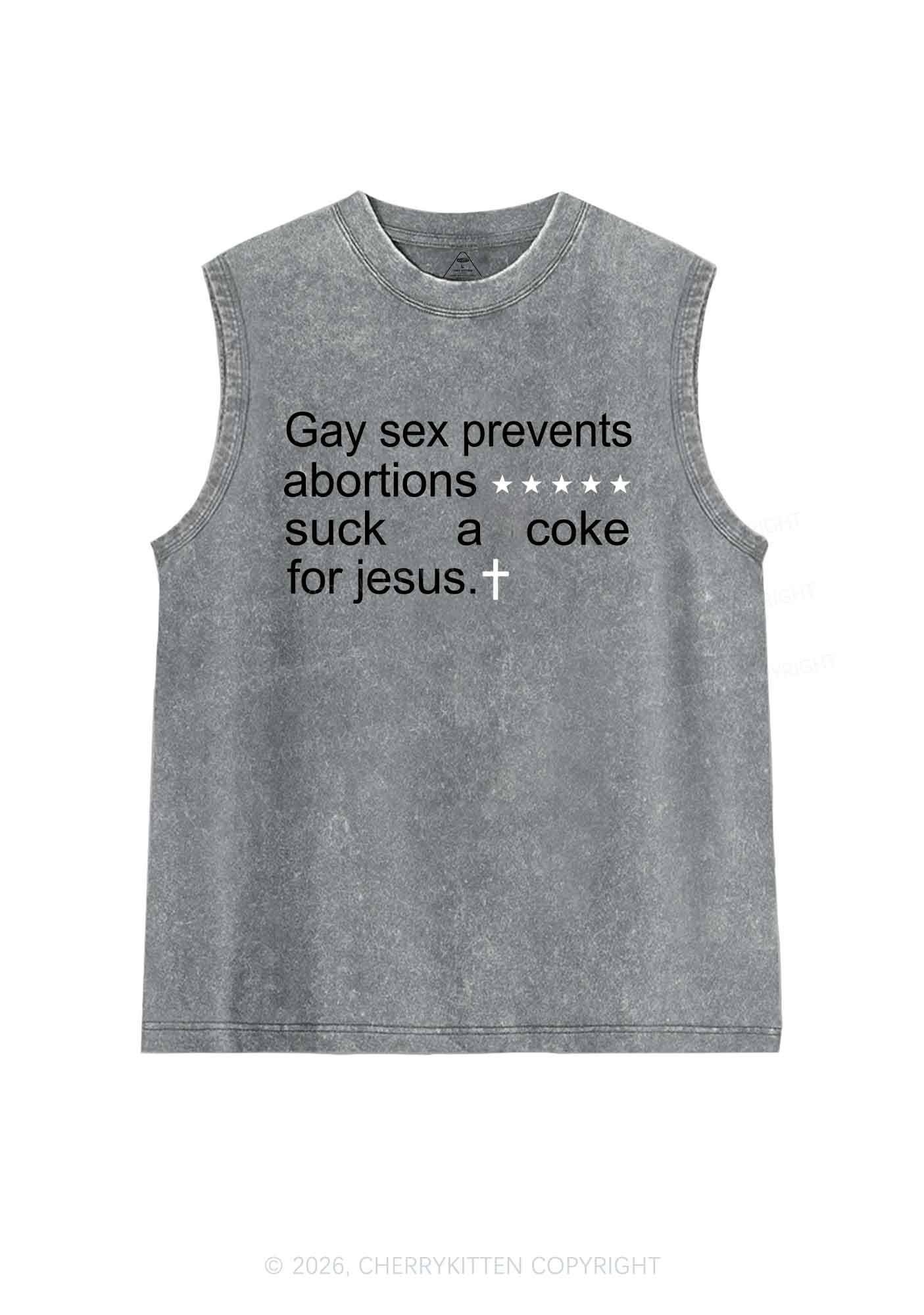 Suck A Coke For Jesus Pride Y2K Washed Muscle Tank Cherrykitten