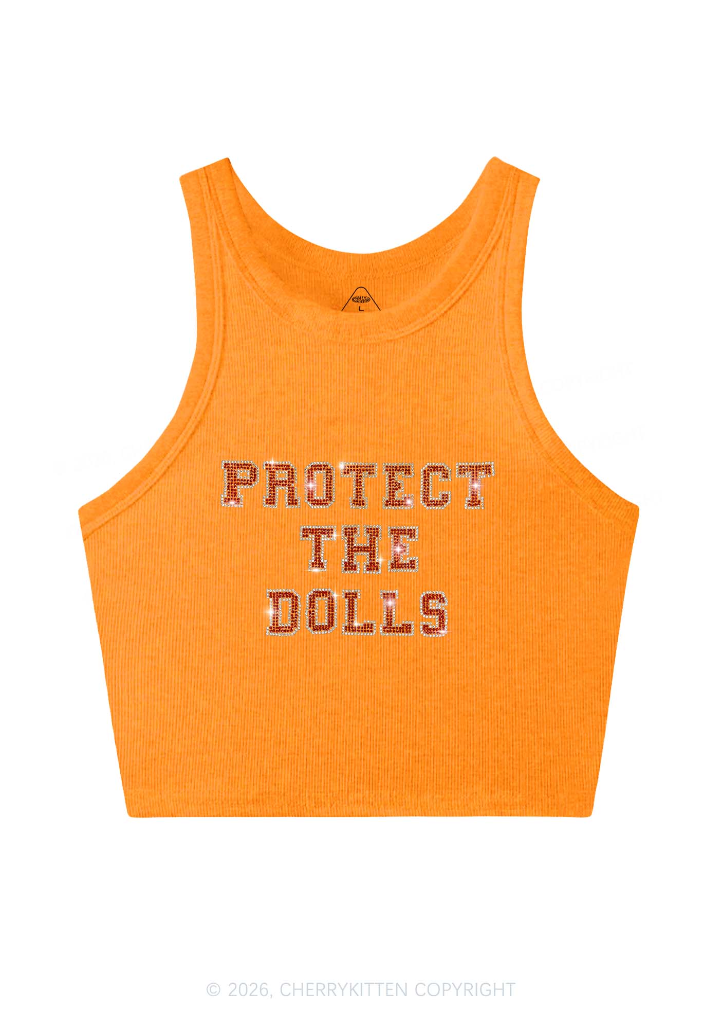 Rhinestone Protect The Dolls Pride Y2K Crop Tank Top Cherrykitten