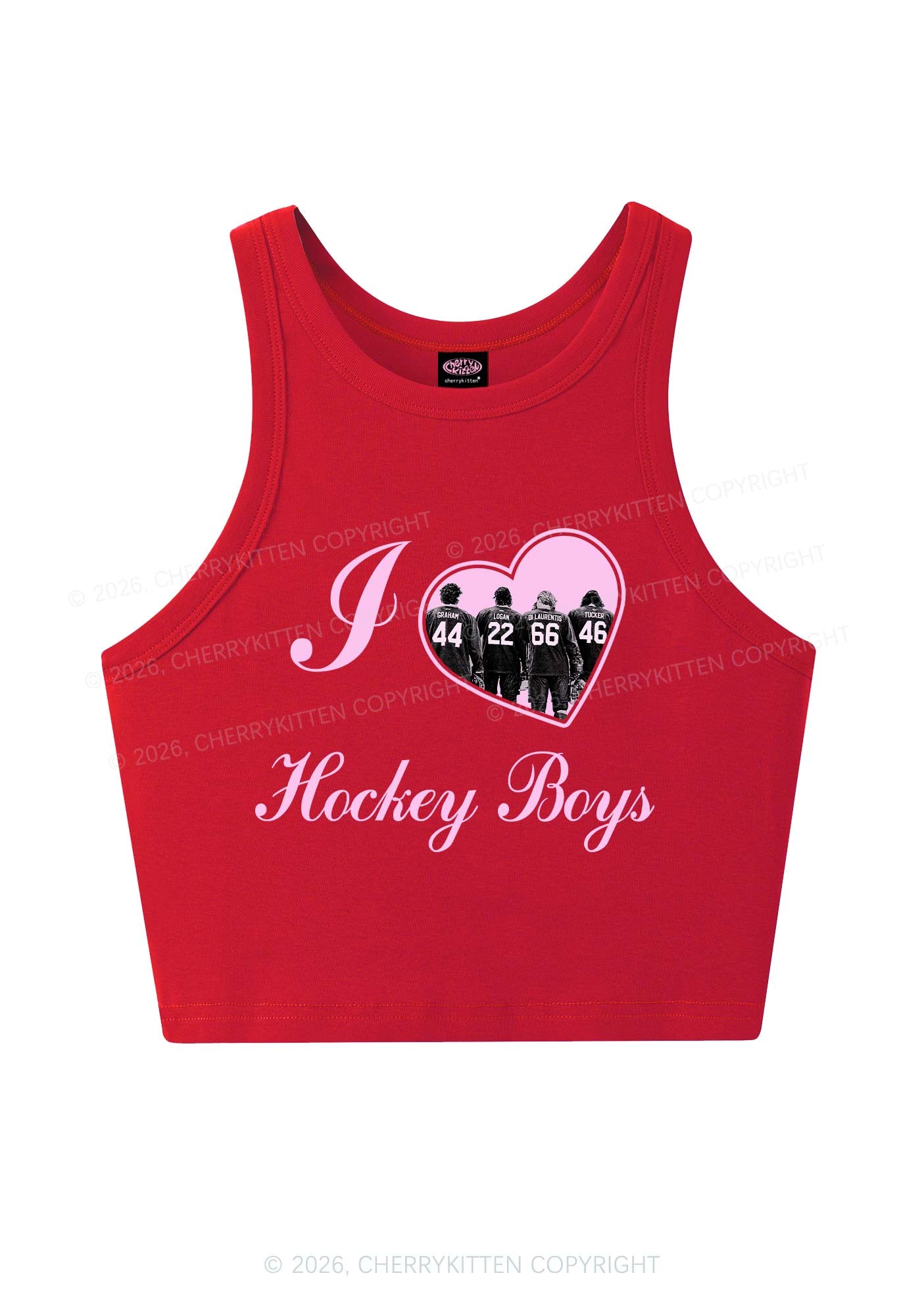 I Love Four Hockey Boys Y2K Crop Tank Top Cherrykitten