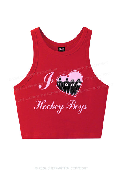 I Love Four Hockey Boys Y2K Crop Tank Top Cherrykitten