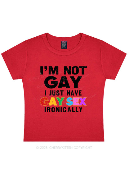 Gay Sx Ironically Pride Y2K Baby Tee Cherrykitten