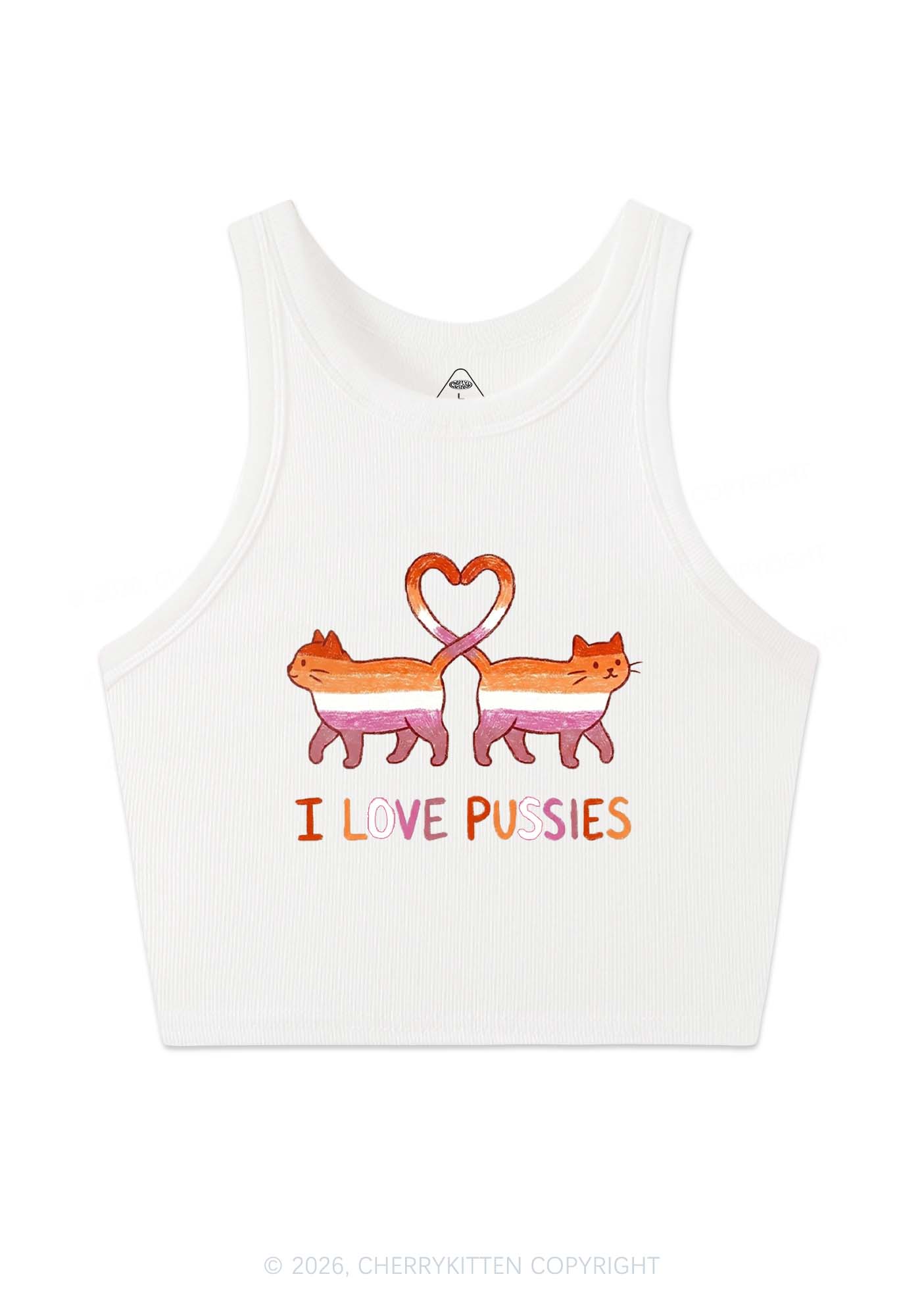I Love Puxxies Pride Y2K Crop Tank Top Cherrykitten