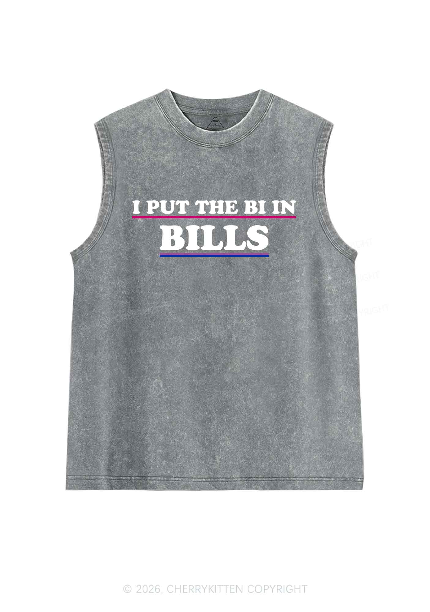 I Put The Bi In Bills Pride Y2K Washed Muscle Tank Cherrykitten