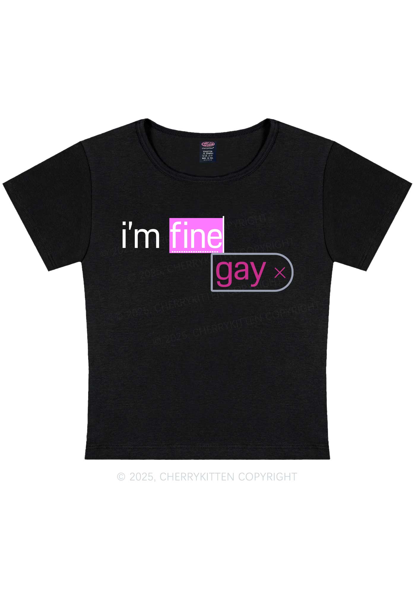 Im Fine Gay Pride Y2K Baby Tee Cherrykitten