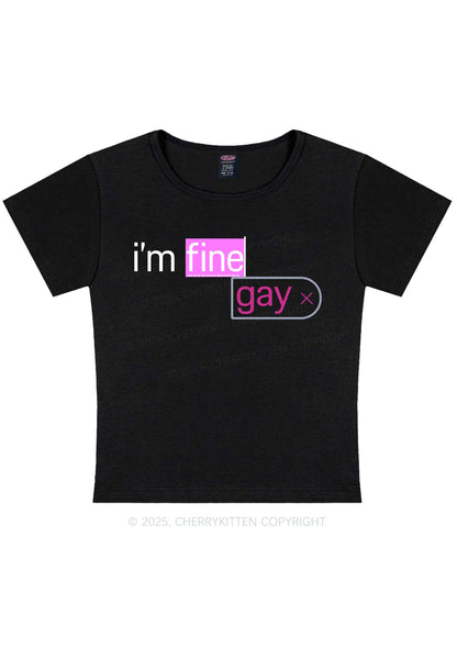 Im Fine Gay Pride Y2K Baby Tee Cherrykitten