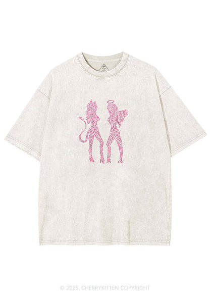 Rhinestone Dancing Girls Y2K Shirts Washed Tee Cherrykitten