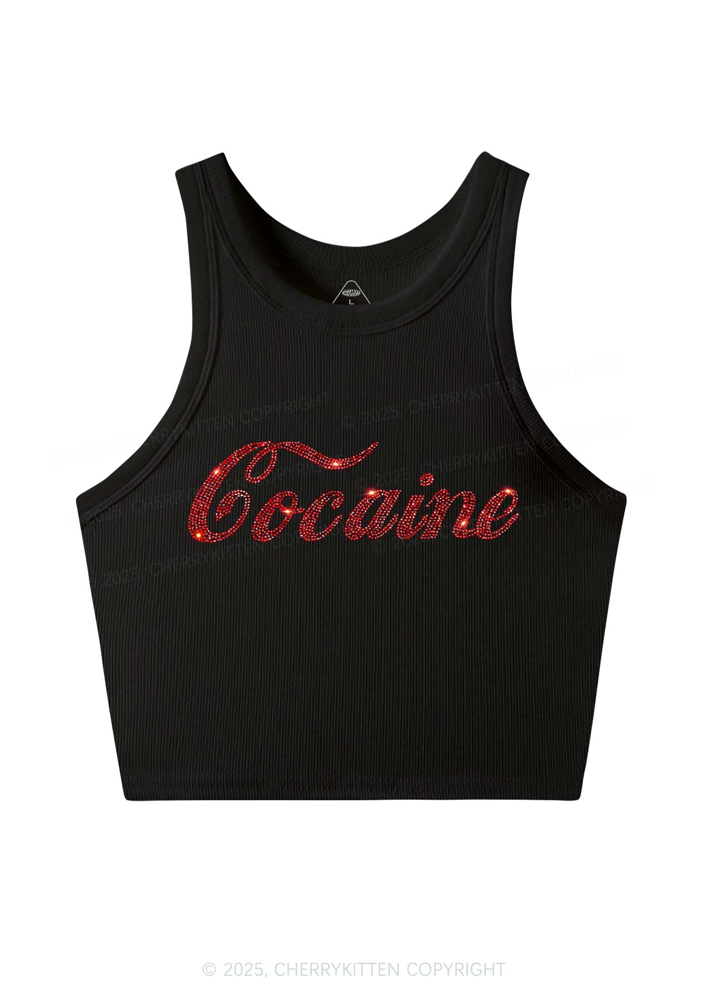 Rhinestone Special Cola Y2K Crop Tank Top Cherrykitten