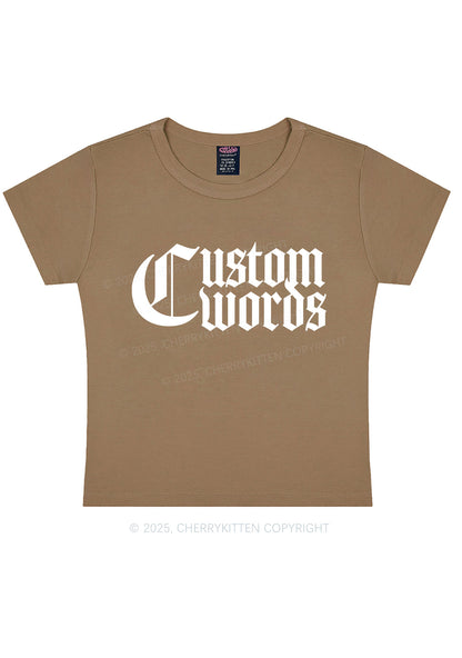 Custom Text Gothic Font Y2K Baby Tee Cherrykitten