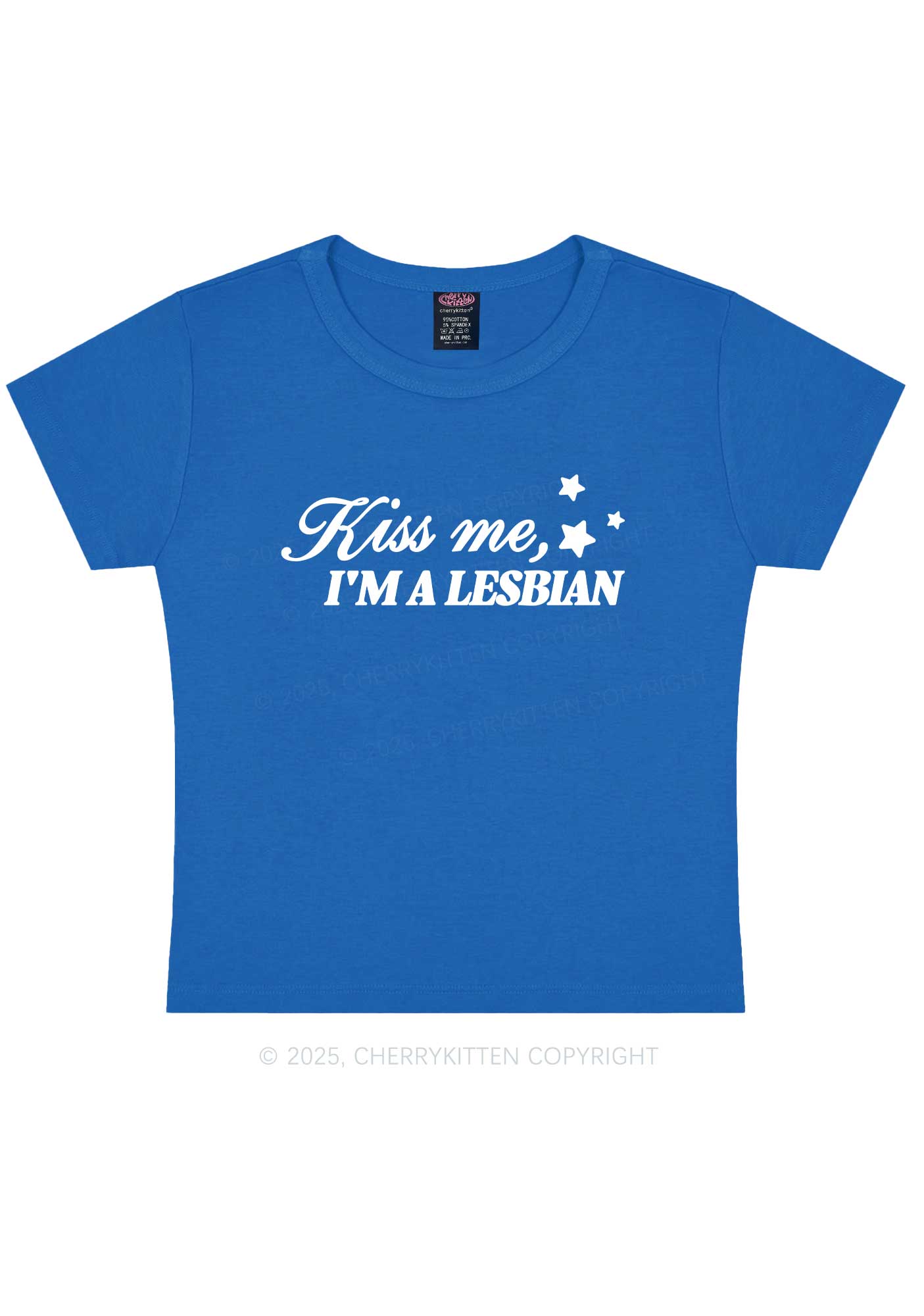 Kiss Me Im Lesbian Pride Y2K Baby Tee Cherrykitten