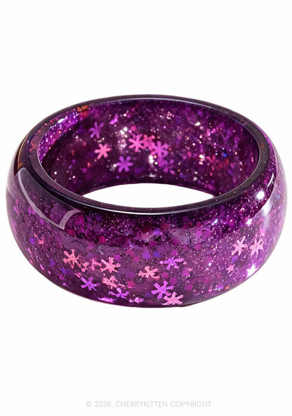 Glitter Snow Sequins Y2K Cuff Bangle Cherrykitten