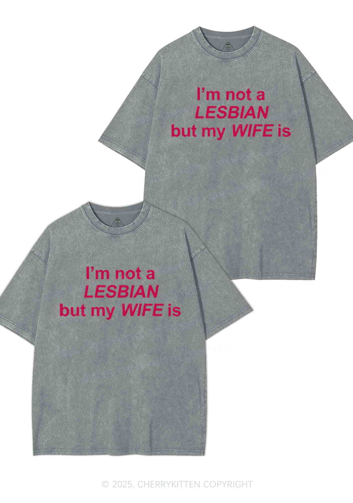 My Wife Is Lesbian Y2K Valentine's Day Washed Tee Cherrykitten