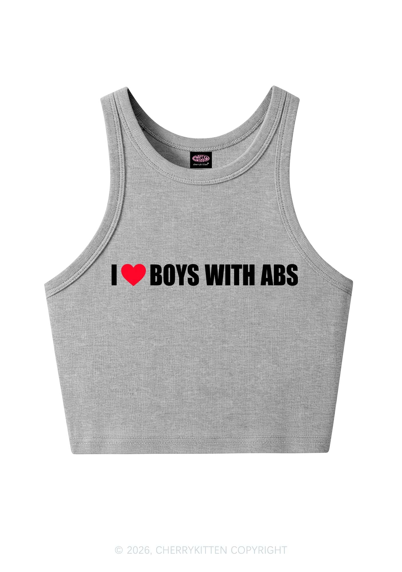 I Love Boys With ABS Y2K Crop Tank Top Cherrykitten