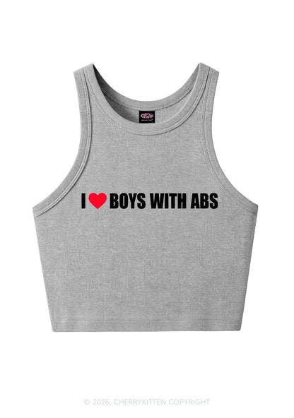 I Love Boys With ABS Y2K Crop Tank Top Cherrykitten