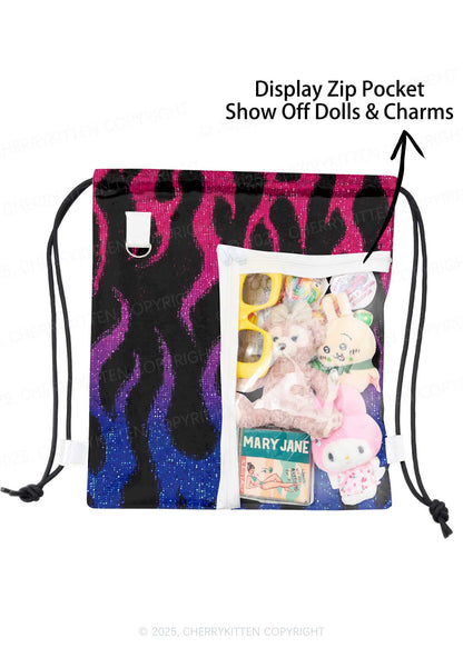 Bisexual Flame Pride Y2K Drawstring Itabag Backpack Cherrykitten