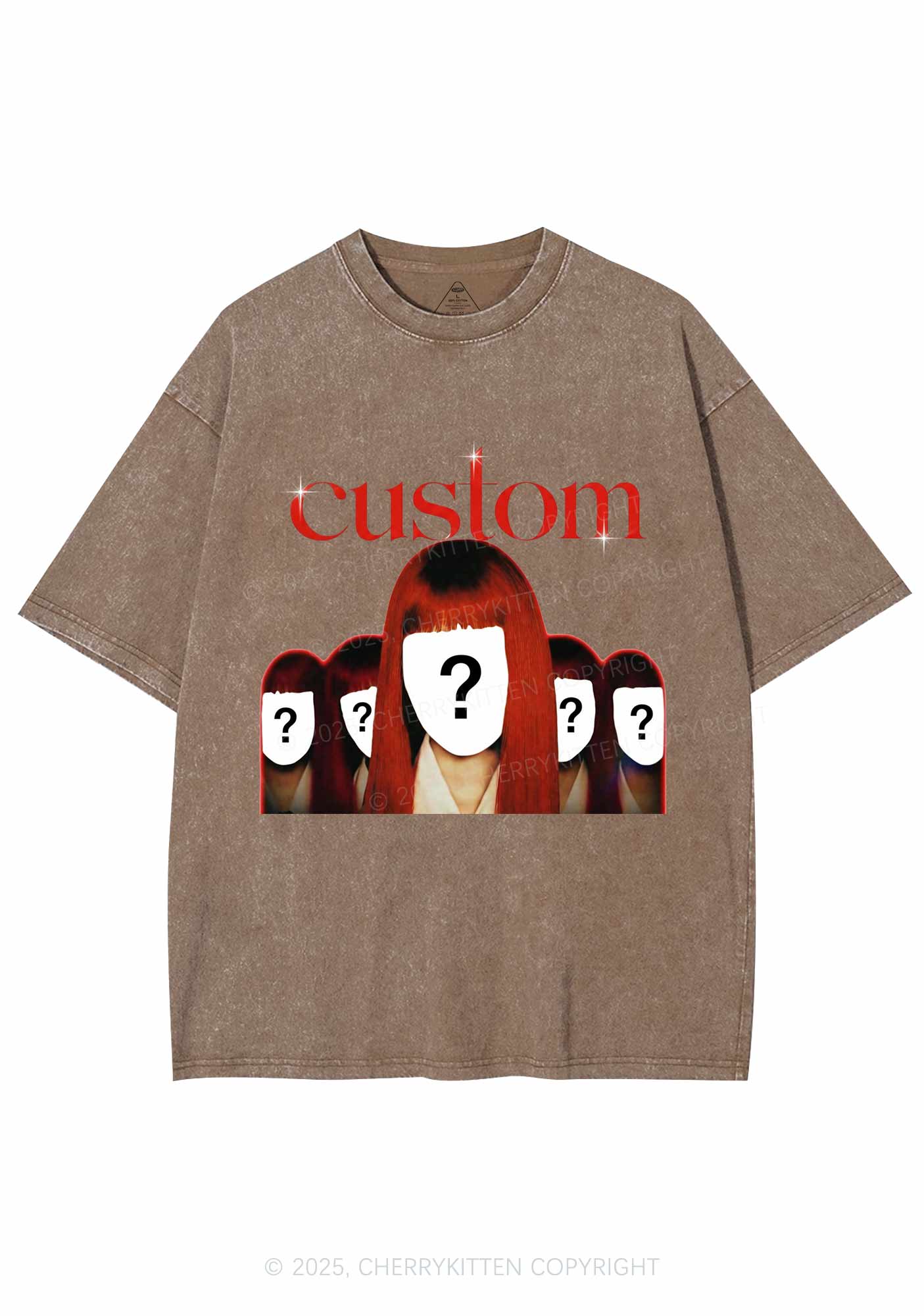 Custom Five Portraits Y2K Shirts Washed Tee Cherrykitten