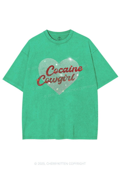 Rhinestone Cola Cowgirl Y2K Shirts Washed Tee Cherrykitten