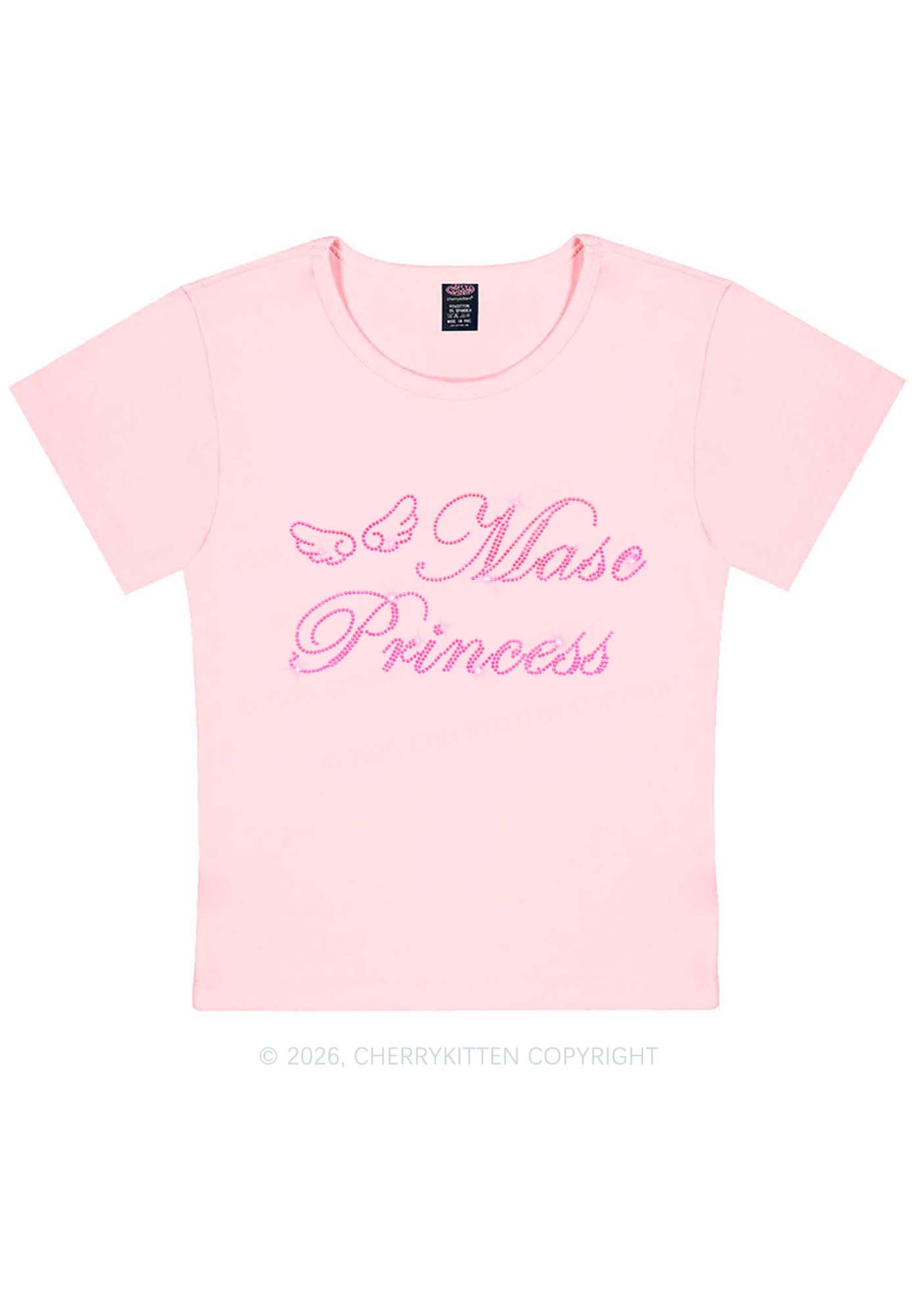 Rhinestone Masc Princess Pride Y2K Baby Tee Cherrykitten