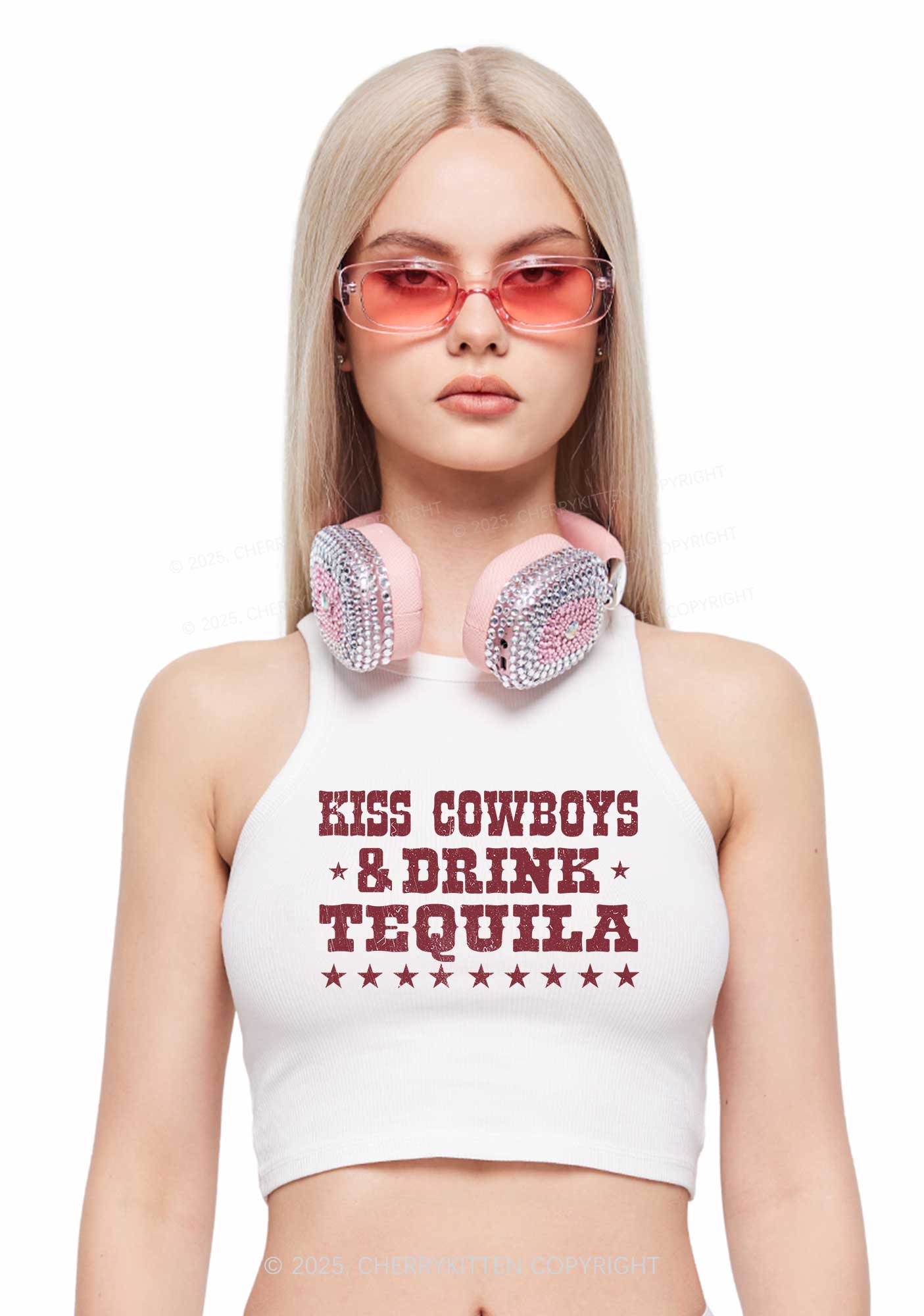 Kiss Cowboys Y2K Crop Tank Top Cherrykitten