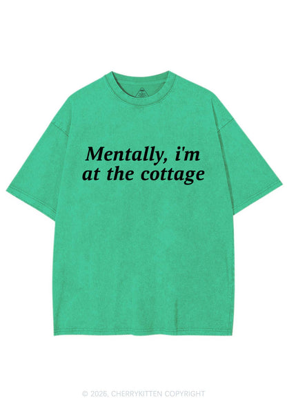 Mentally Im At The Cottage HR Y2K Shirts Washed Tee Cherrykitten