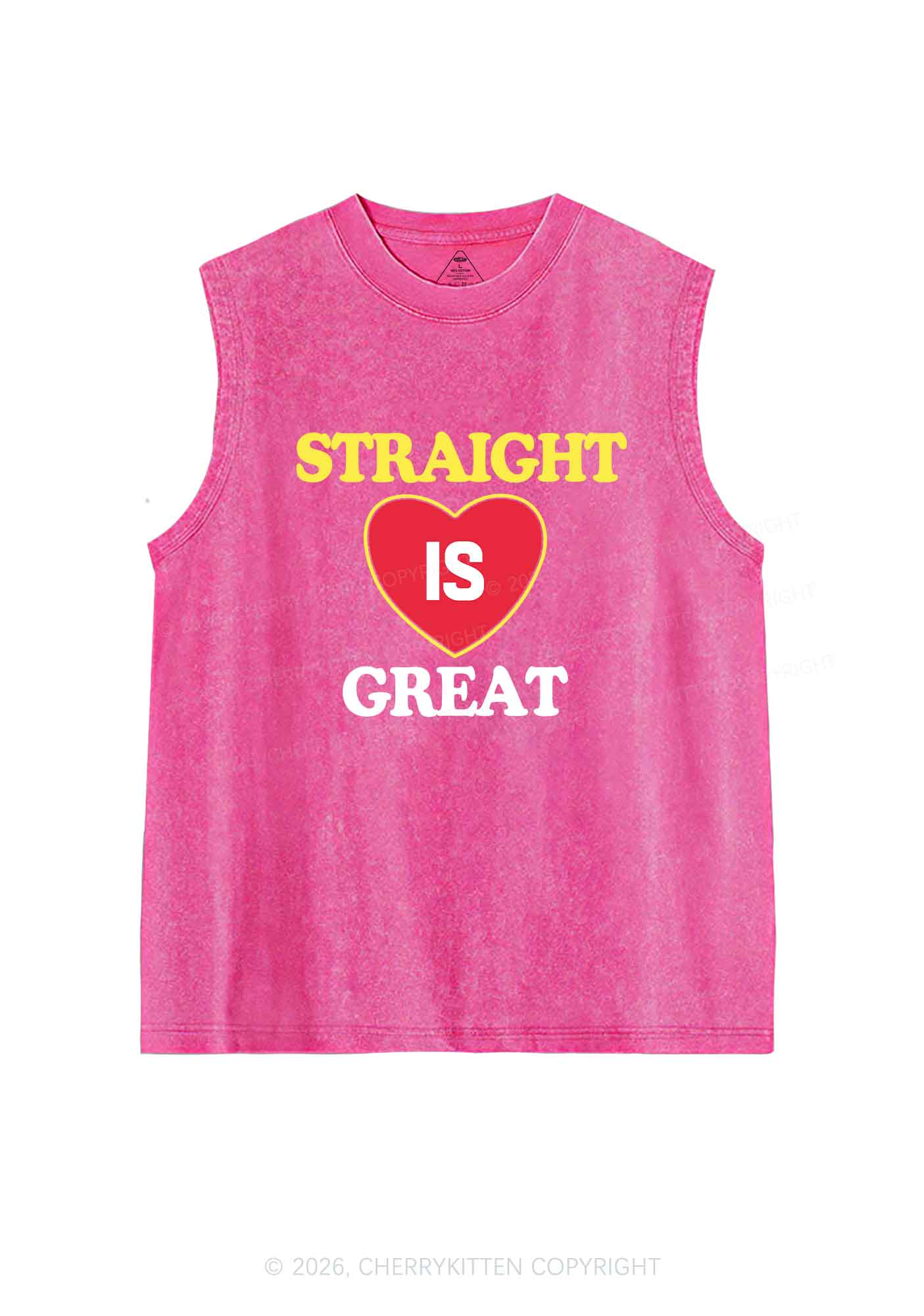 Straight Is Great Pride Y2K Washed Muscle Tank Cherrykitten