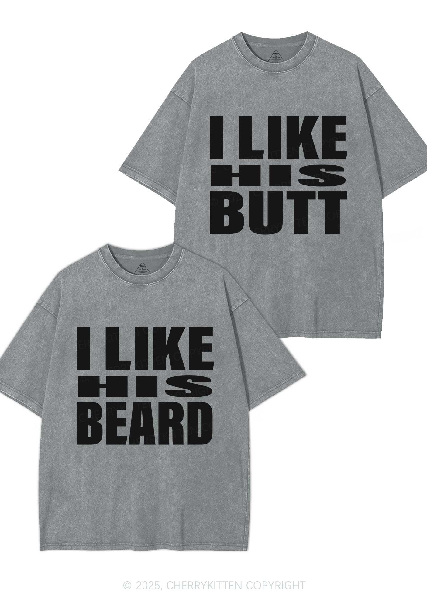I Like His Beard Y2K Valentine's Day Washed Tee Cherrykitten