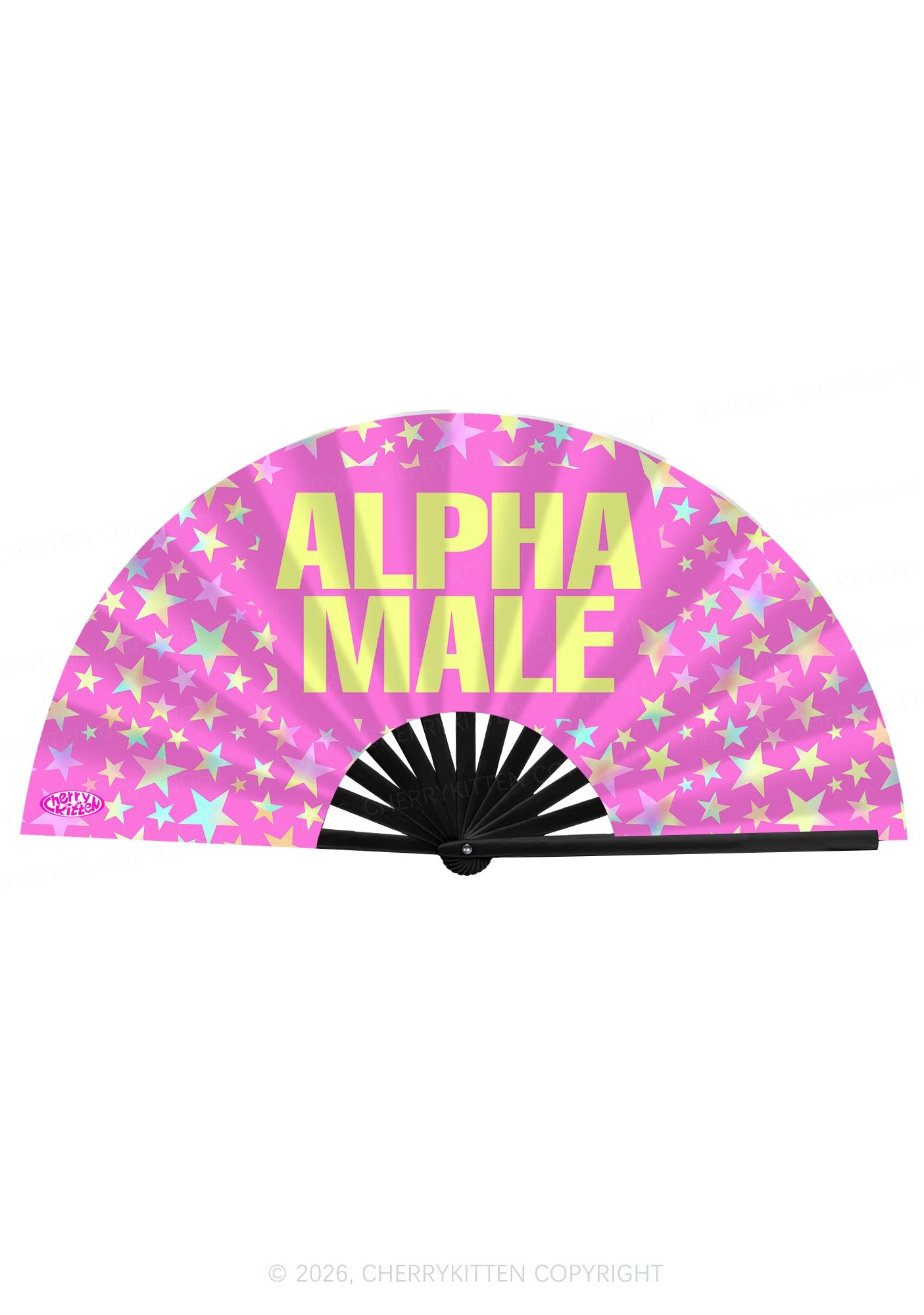 Hot Pink Alpha Male Y2K Rave Hand Fan Cherrykitten