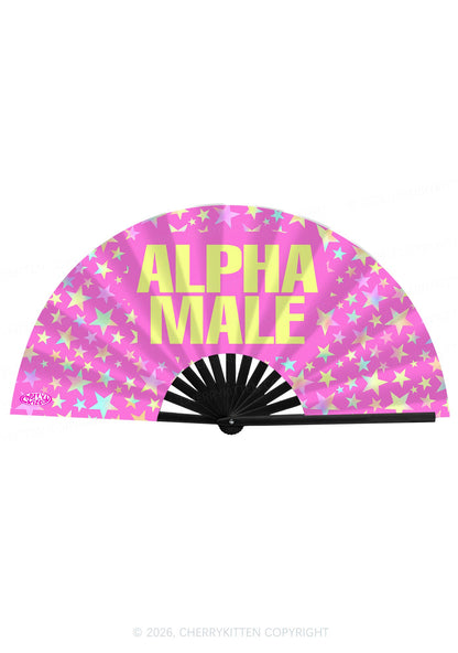 Hot Pink Alpha Male Y2K Rave Hand Fan Cherrykitten