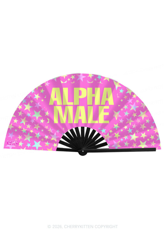 Hot Pink Alpha Male Y2K Rave Hand Fan Cherrykitten