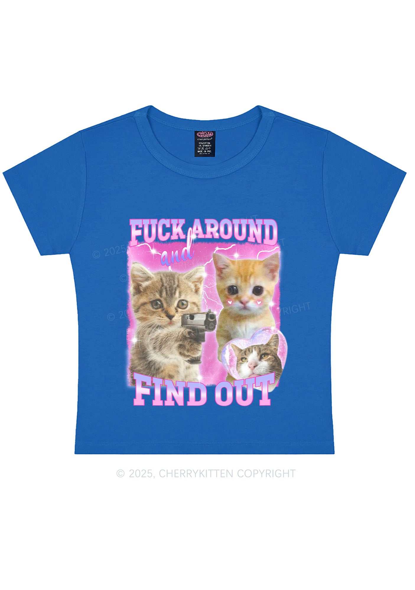 Fxxk Around Cats Y2K Baby Tee Cherrykitten