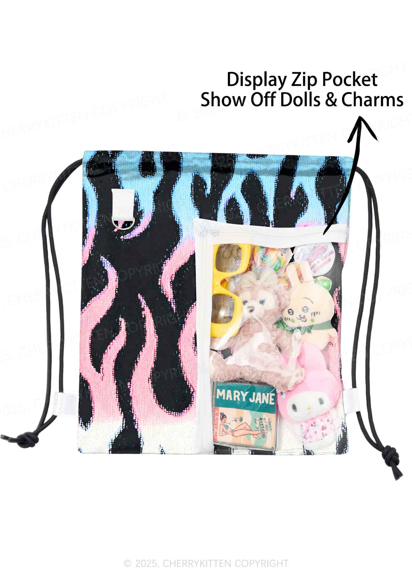 Trans Flame Pride Y2K Drawstring Itabag Backpack Cherrykitten