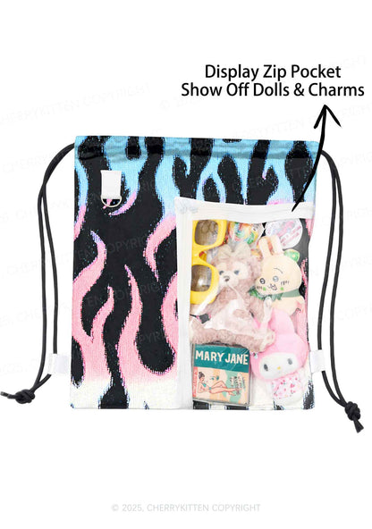 Trans Flame Pride Y2K Drawstring Itabag Backpack Cherrykitten
