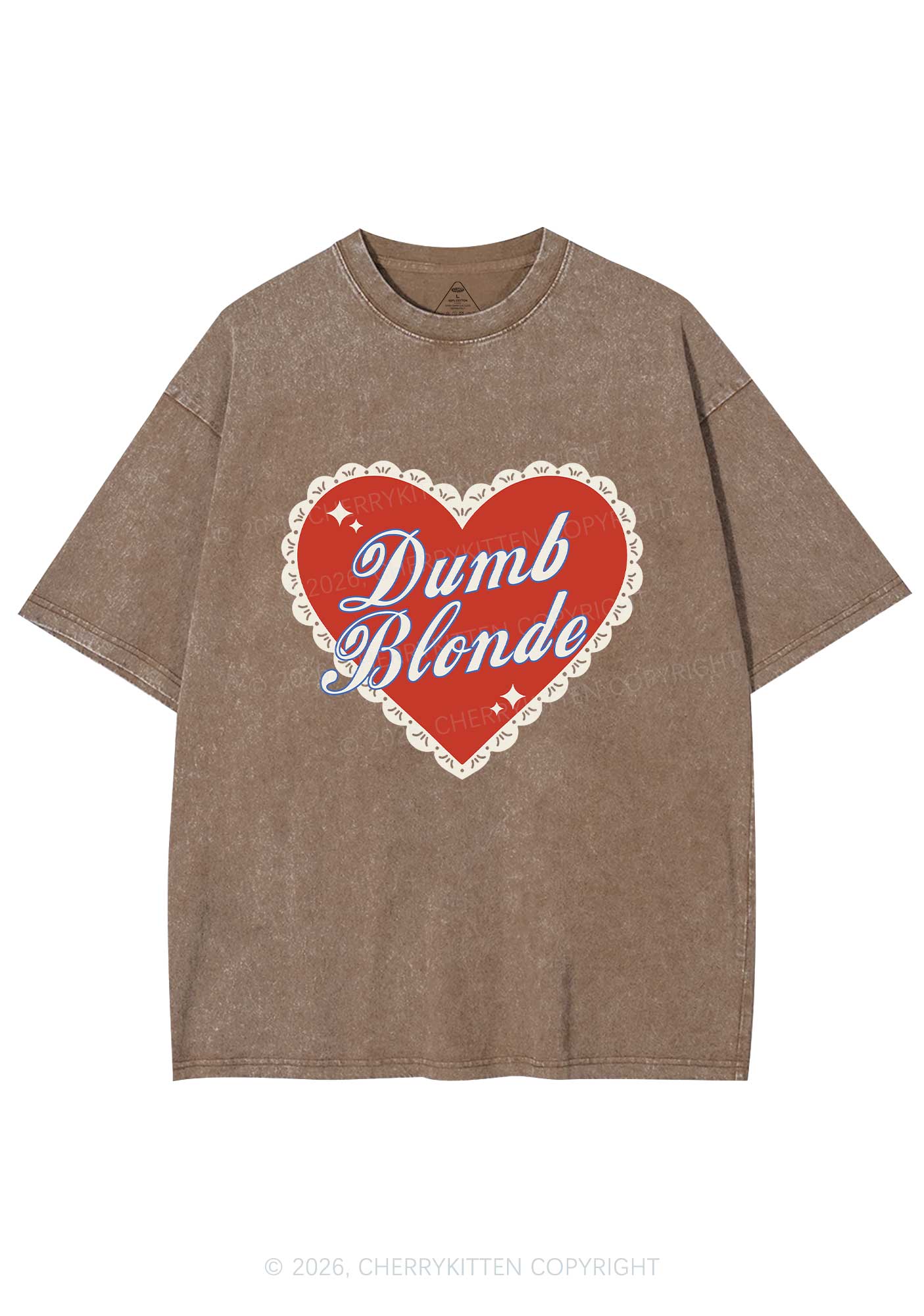 Dumb Blonde Valentine's Day Y2K Shirts Washed Tee Cherrykitten