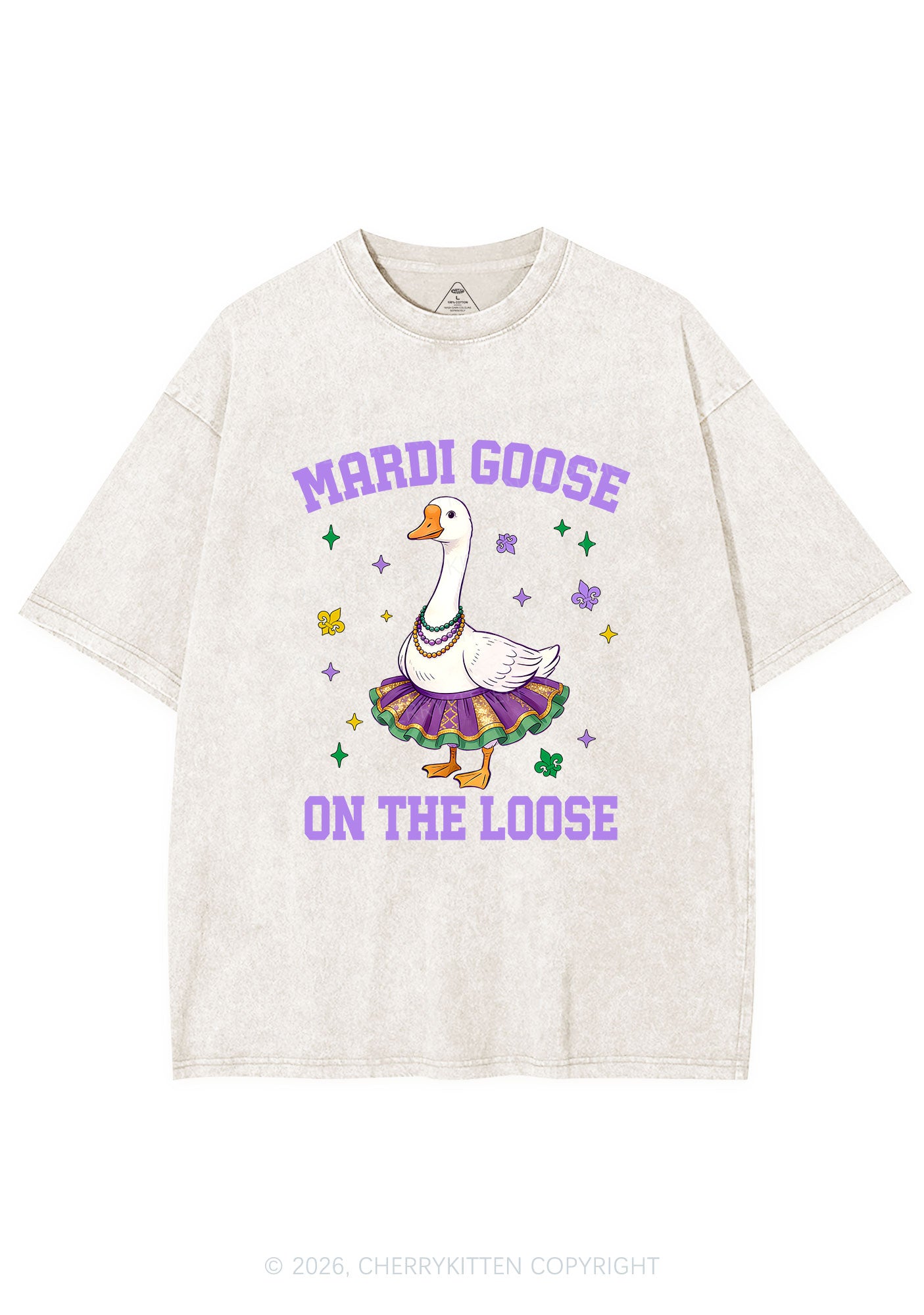 Mardi Gras Goose Y2K Shirts Washed Tee Cherrykitten