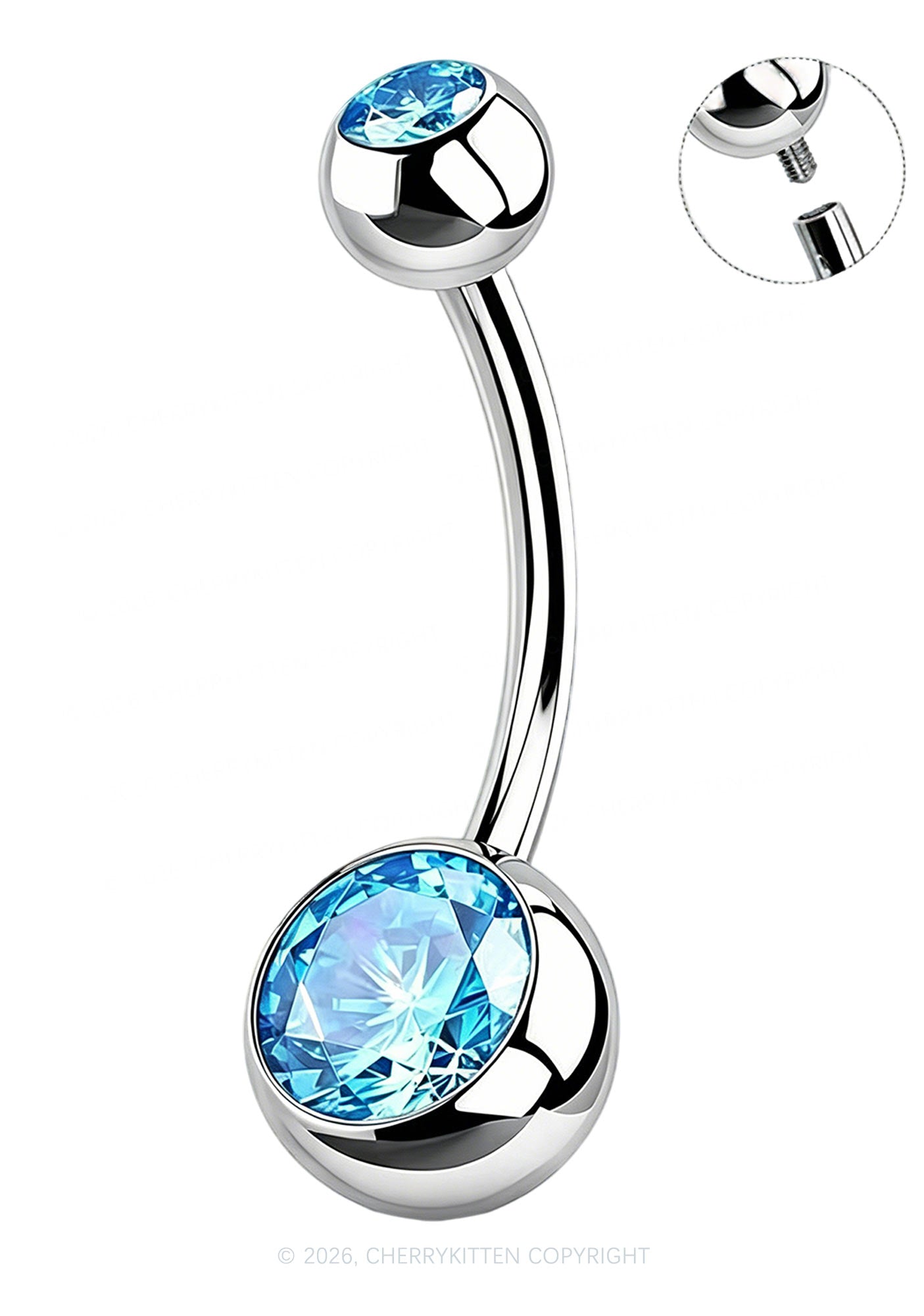 1pc Titanium Double Gemmed Y2K Navel Piercing Cherrykitten