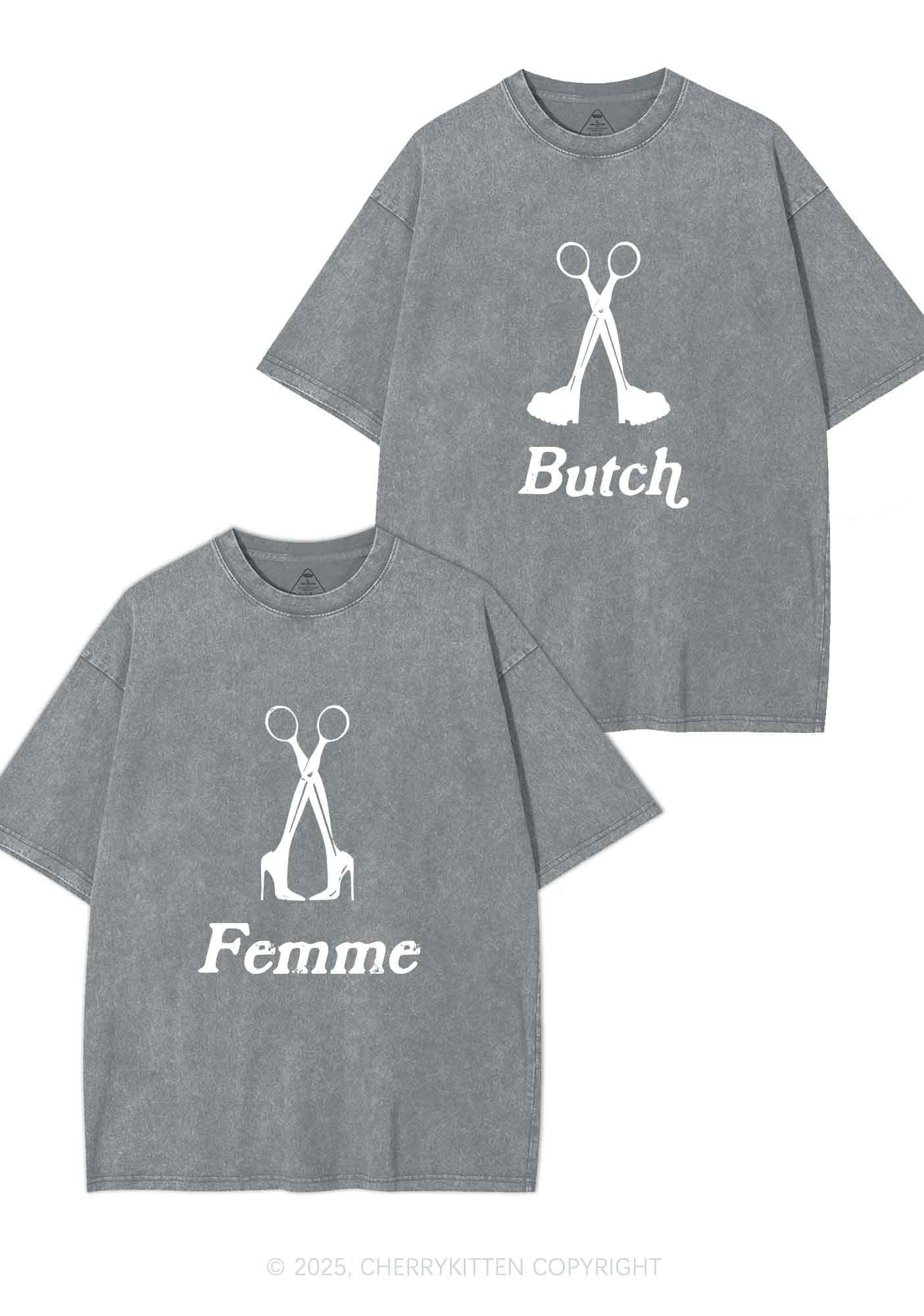 Femme Butch Scissors Y2K Valentine's Day Washed Tee Cherrykitten
